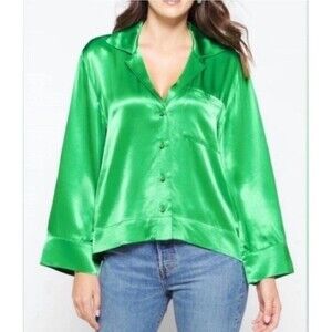 Pistola | The Sia Silky Pajama Style Button Down Shirt NWT size L
